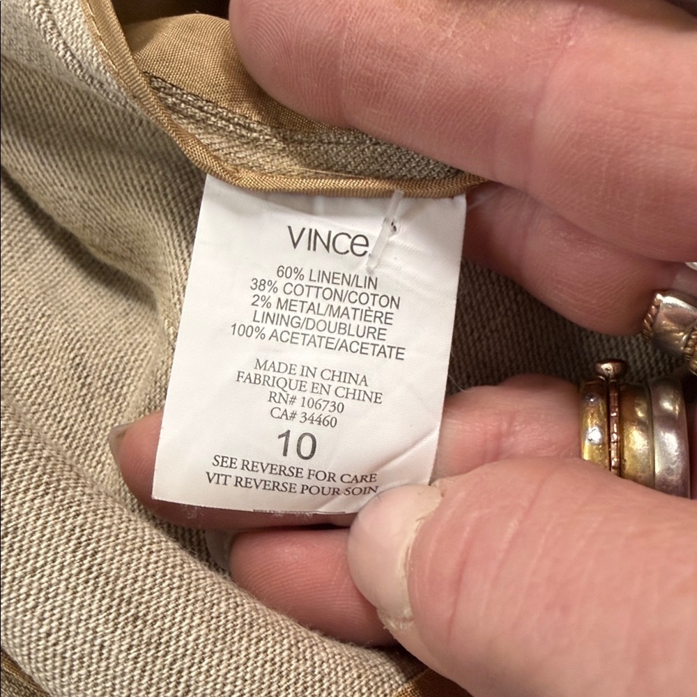 Vince Tan Linen Cotton Blend Blazer Size 10 - Picture 10 of 11